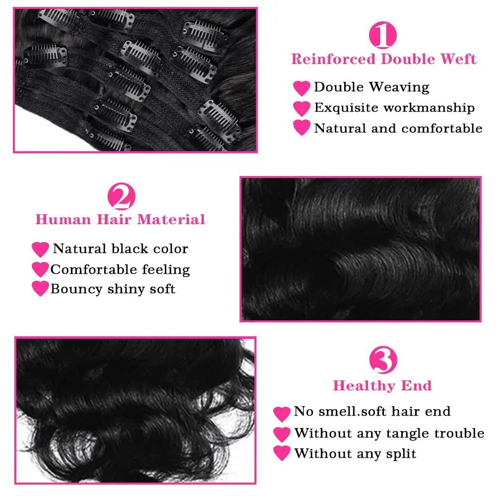 Wholesale Seamless Clip In Hair Extension Double Weft 22 Inch Red 100% Remy Hair Virgin Brazilian Human Hair Clip In Extensions
