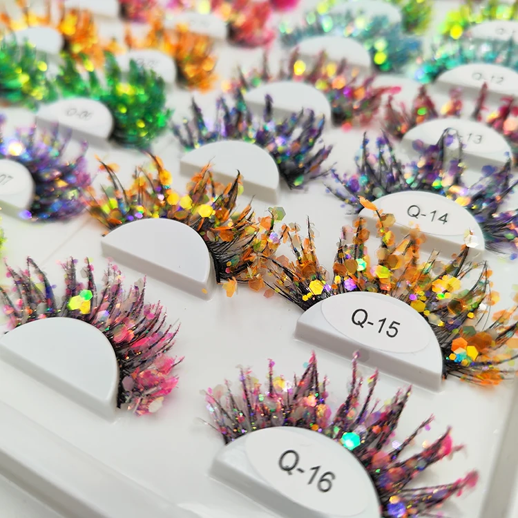 Wholesale dressing dramatic Glitter in bulk faux full long mink strips lashes 20 pairs 3d false eyelashes