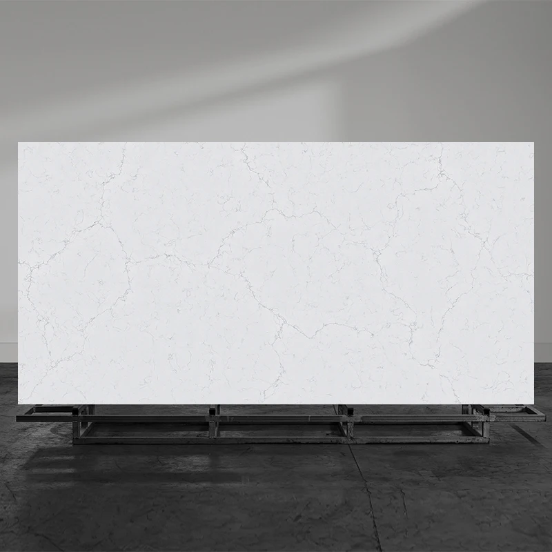 Calacatta Engineered Modern Quartz Stone Big Slabs White with Grey Vein Artificial Quartz Stone Slabs for Living Room Deco