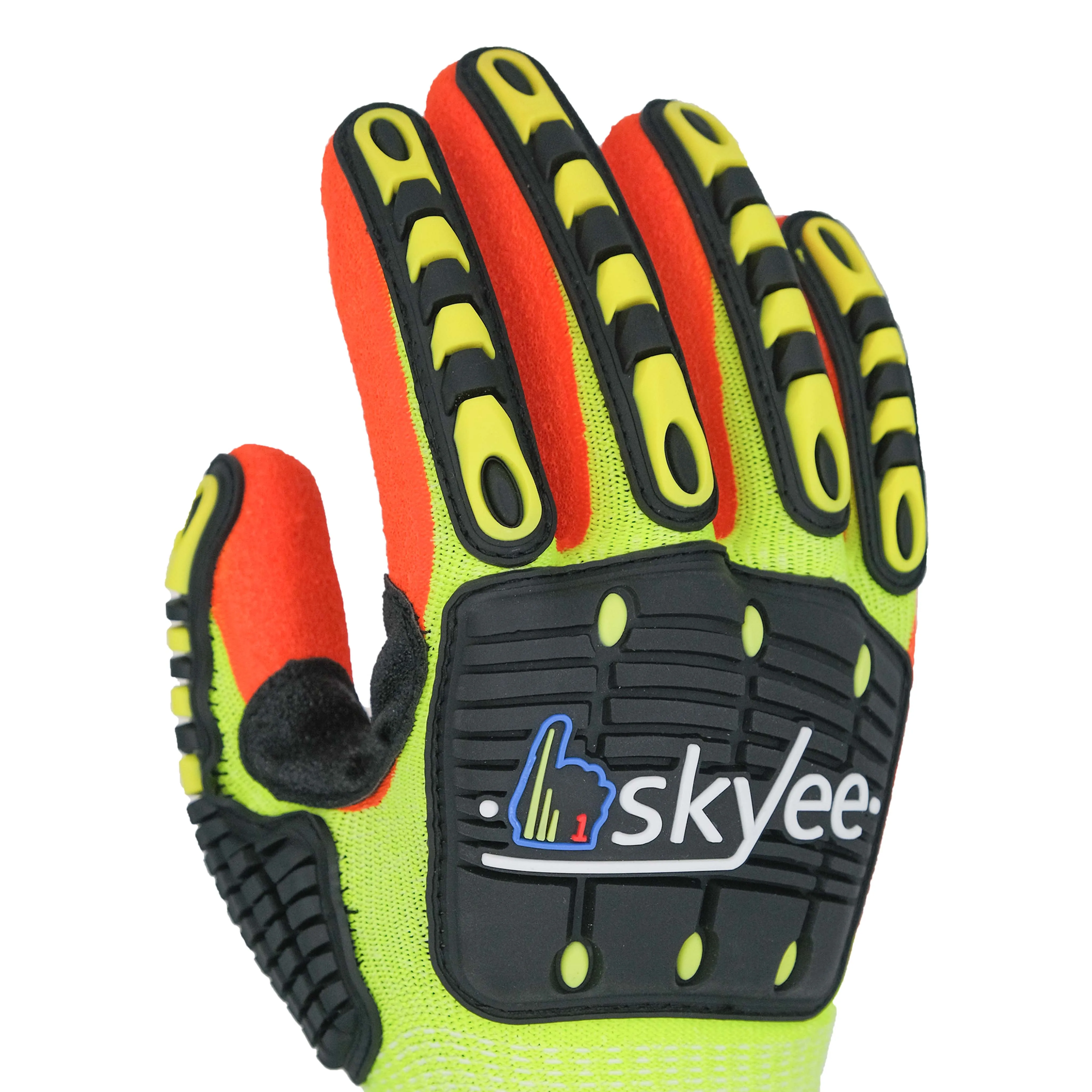 SKYEE Custom A5 Sandy Nitrile Coated Anti Impact Cut Resistant Anti Vibration Safety Work Construction Gloves with Closure Cuff
