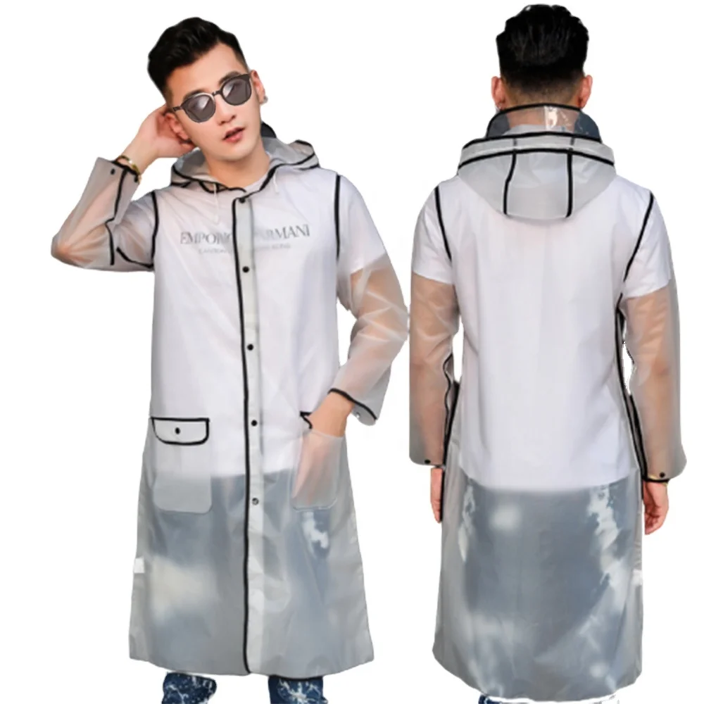 
QIAOWEI new hot sale EVA transparent edging fashion raincoat 