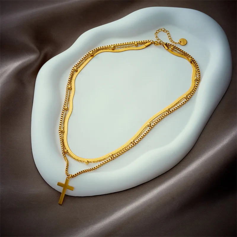 Fashion no tarnish cross necklace italian design jewelry 18k gold for women wholesale N2310072