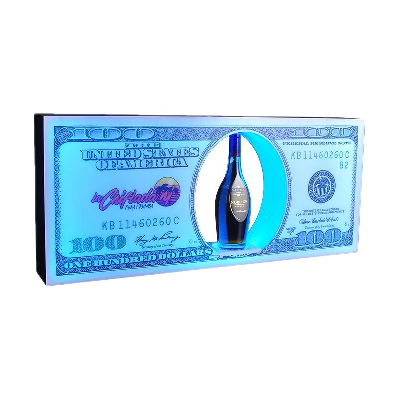 nightclub bar lounge cash dollar VIP bottle service presenter glorifiers display for whiskey wine tequila champagne XO VSOP