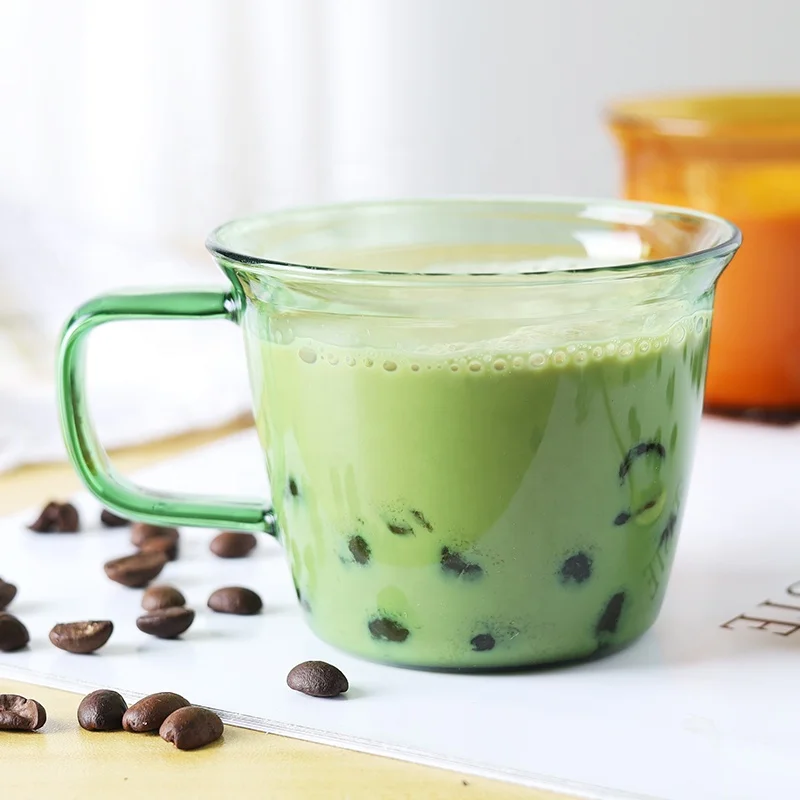Cold Drinking Coffee Glasses Colorful High Borosilicate Glass Tea Cups Milk Mug Water Glass Cups With Handle