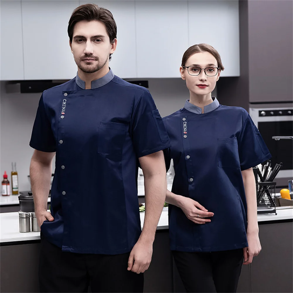 Simple design custom hotel kitchen cotton polyester chef jackets restaurant chinese chef uniforms women