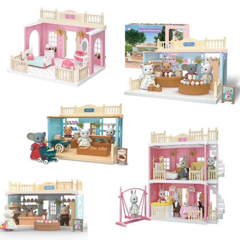 Custom DIY Koalas Town Series Multiplayer Pretend Play Miniature Creative Doll House Furniture Toys