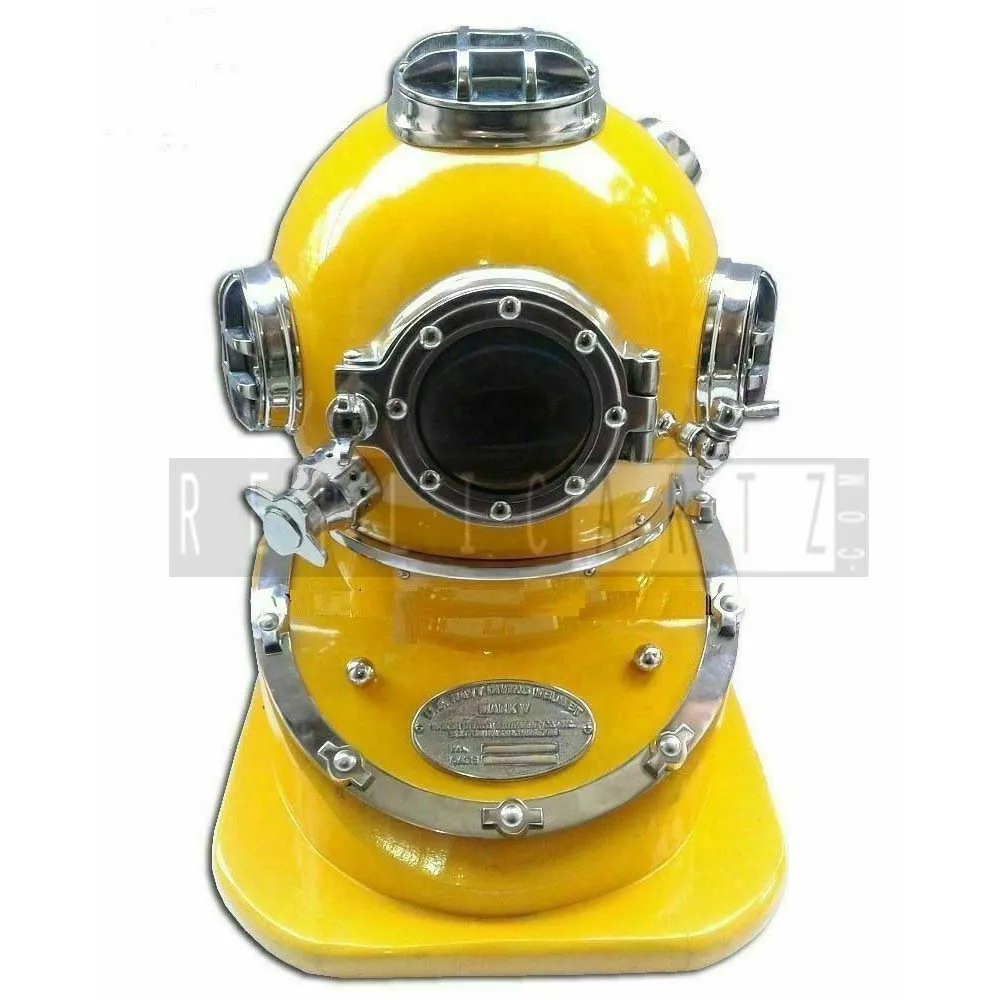 Antique US Navy Mark V Diving Divers Helmet Solid Steel Marine Sea Scuba Diving Helmet