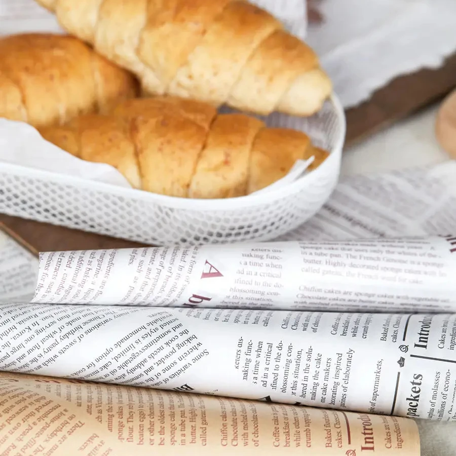 Color English Newspaper Style Oil Proof Paper Fried Potato Chips Padding Paper Oil Proof