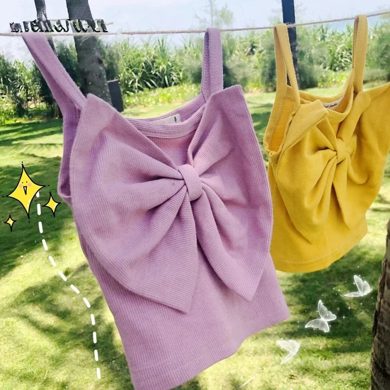 
Big Bow Tank Tops Kids Underwear Cotton Tank Top For Girls 12M 2 3 4 5 6 7 8 Baby Girls Camisole Kids Singlets Undershirt 