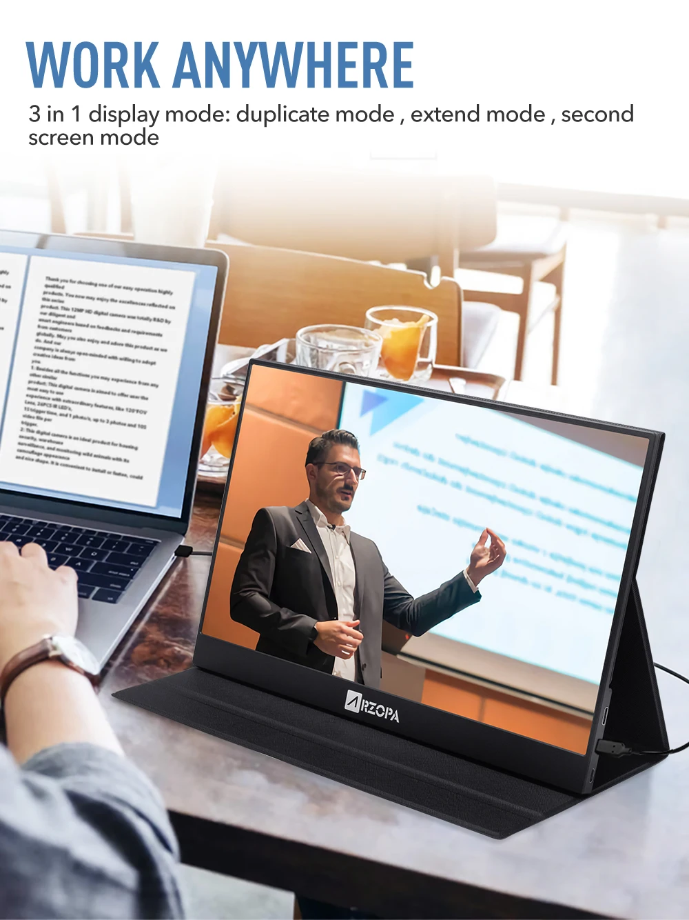 Arzopa A1 Max 17.3 portable monitor for laptop 1080P FHD HDR External Second Screen
