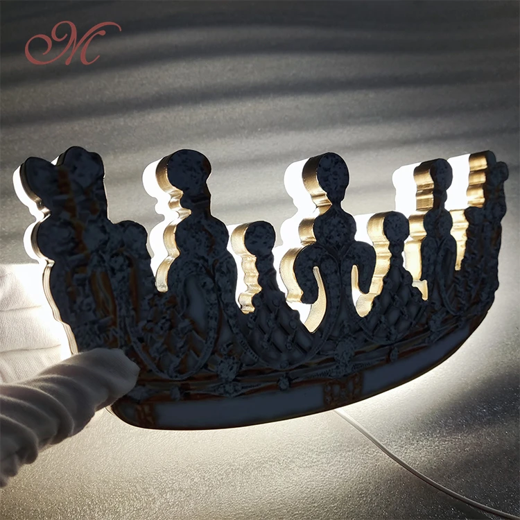 Free Samples Charming Sign Crown pattern Hanging Advertising Letter PPMA Board IP86 Waterproof Acrylic Sign Light