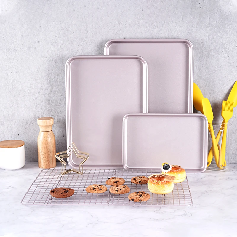 
Cake tools Carbon Steel Non Stick Coating Rectangular Cake Baking Tray Sheet Pan Sets For Baking 