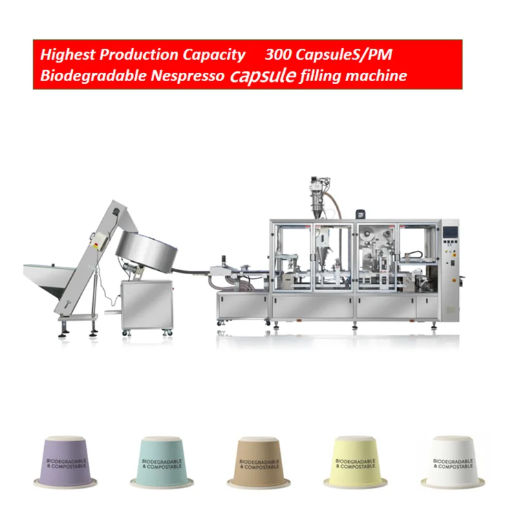 Sunyi Brand Factory Hot Selling Automatic High Speed Six Lanes Compatible Nespresso Coffee Capsule Filling Sealing Machine