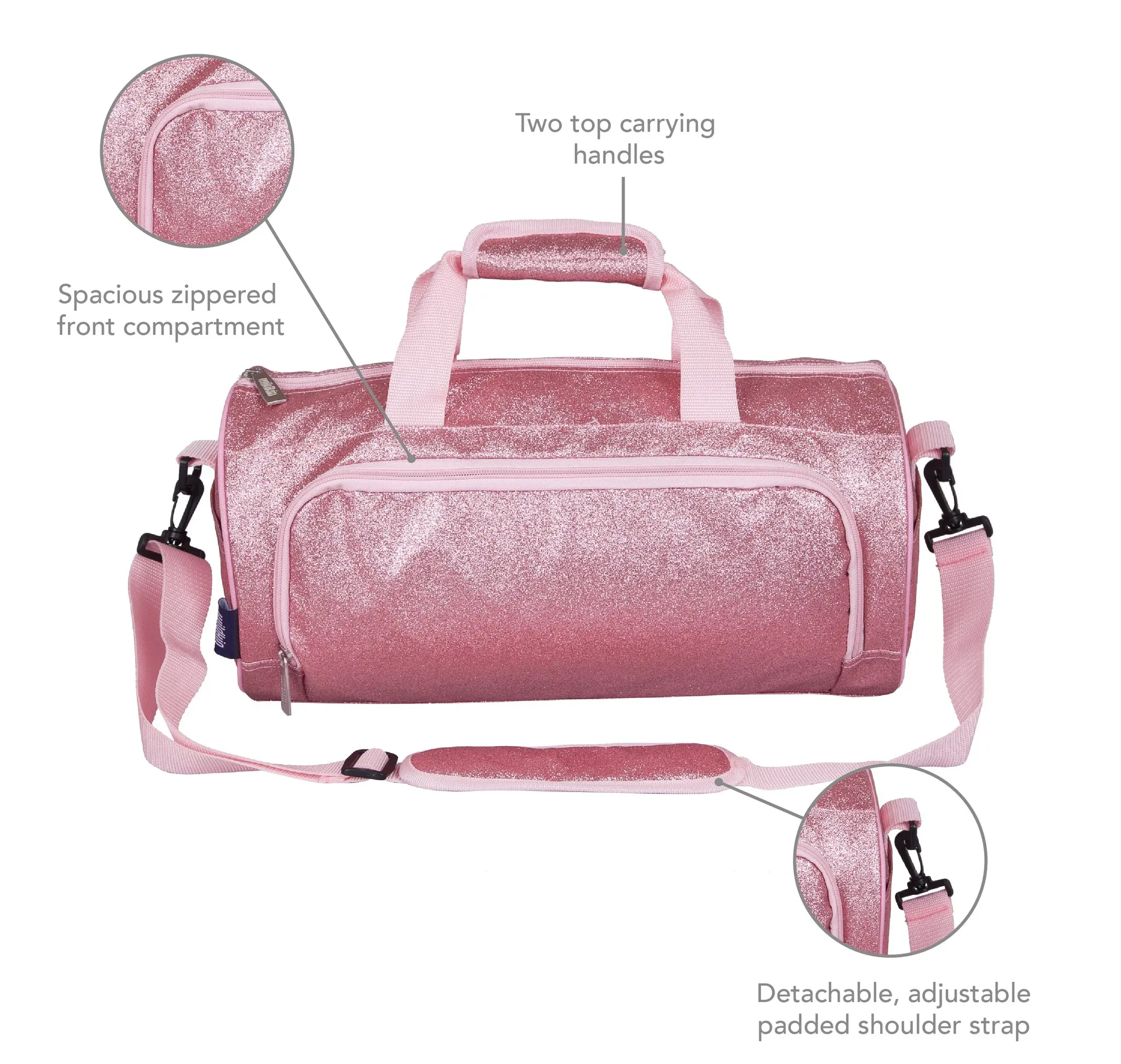 Custom Made Girls Pink Glitter Dance Bag Teenage weekender overnight travel duffel bag ballet cheerleading bag for Children