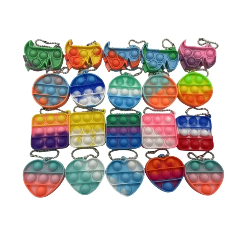 Custom shape Pop Fidget Toys Bulk Party Favors for Kids Mini Pop Keychain Classroom Fidget Toy Pack
