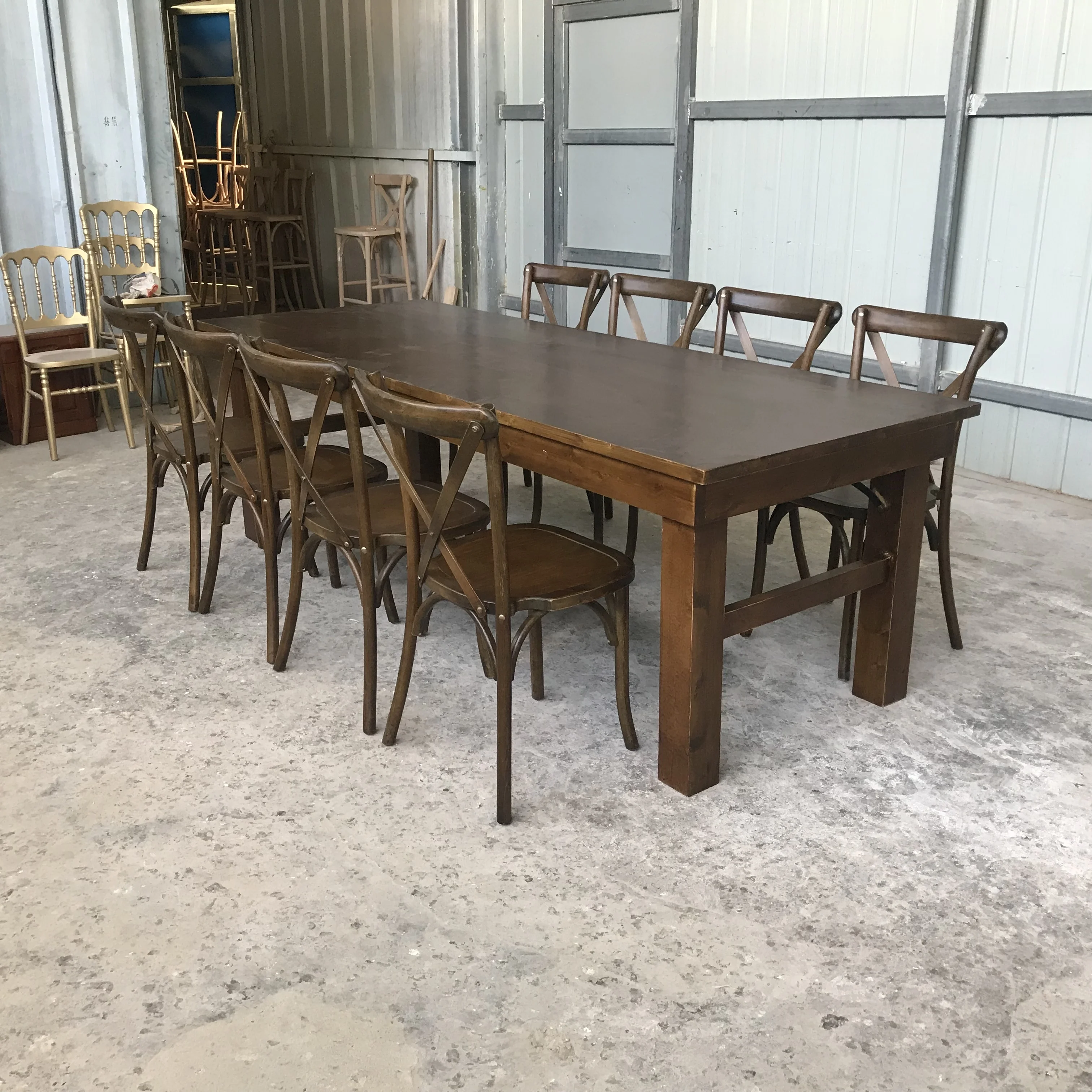 Wholesale outdoor tables and chairs set dining table events 6 chair set restaurant folding table and chair for events