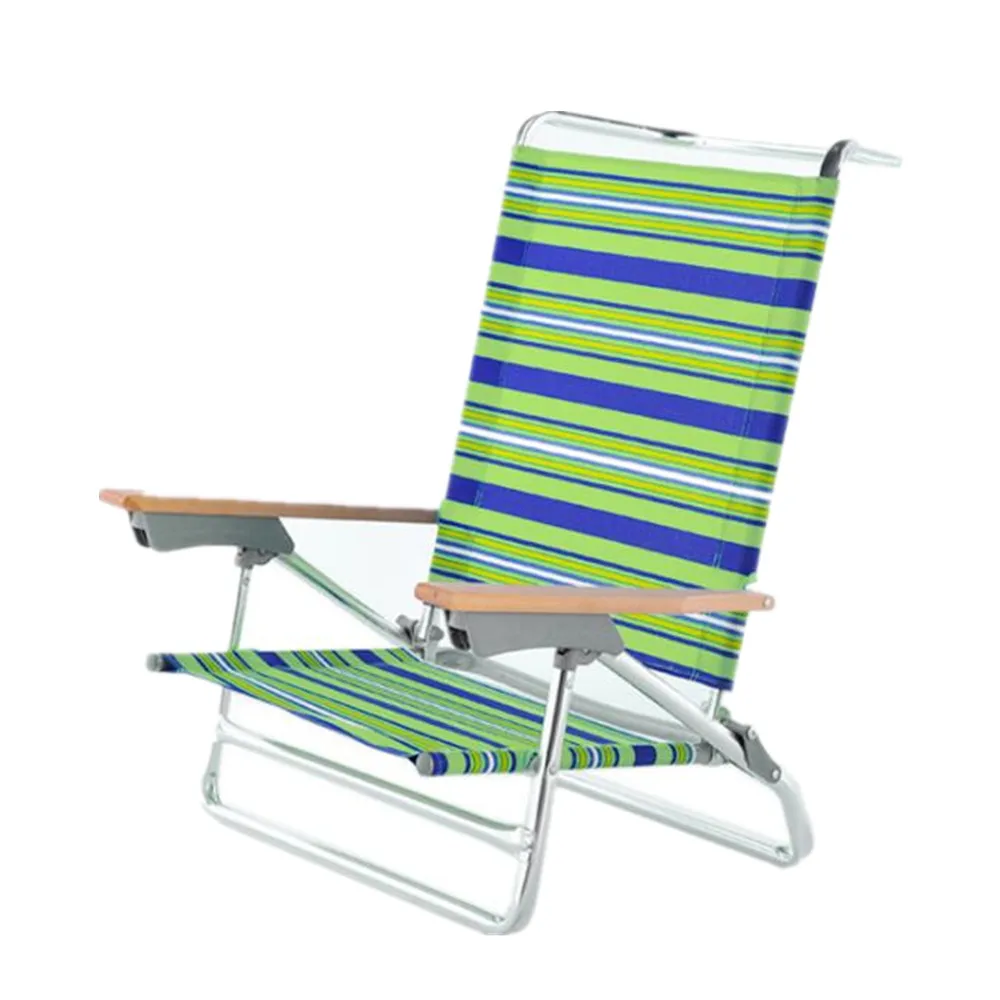 Beach chair with cupholder wood armrest  Backpack  easy to carry camping outdoor  metail aluminum