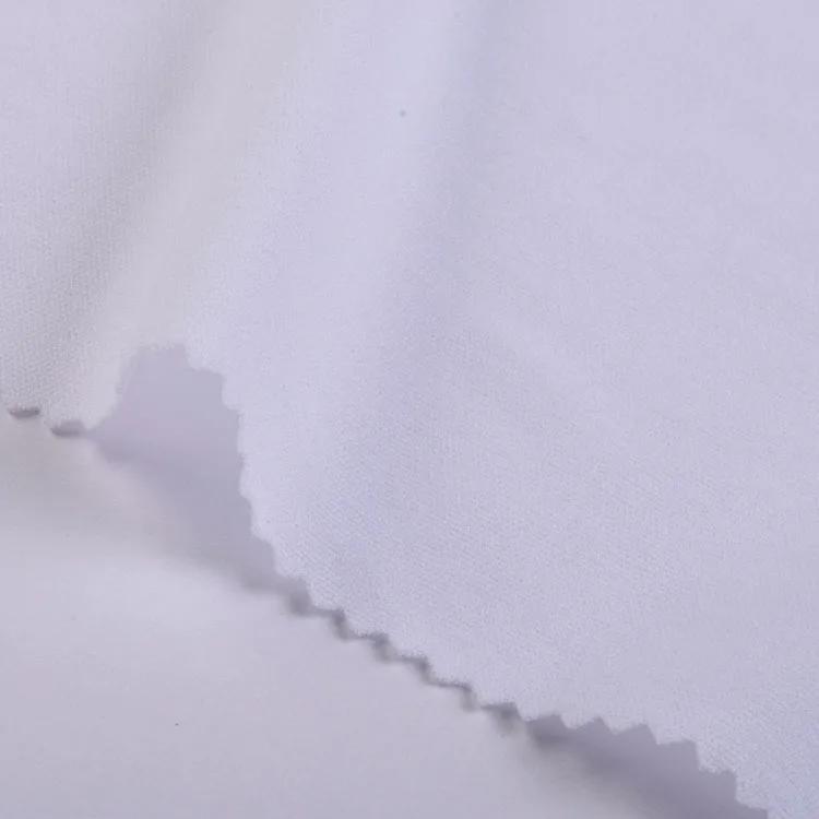 Factory sale knitted 120gsm solid color white 100%polyester interlock fabric for sport t-shirt