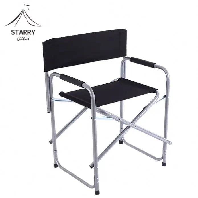 Premium heightened canvas director chair Aluminum foldable solid wood frame makeup chair with footrest custom