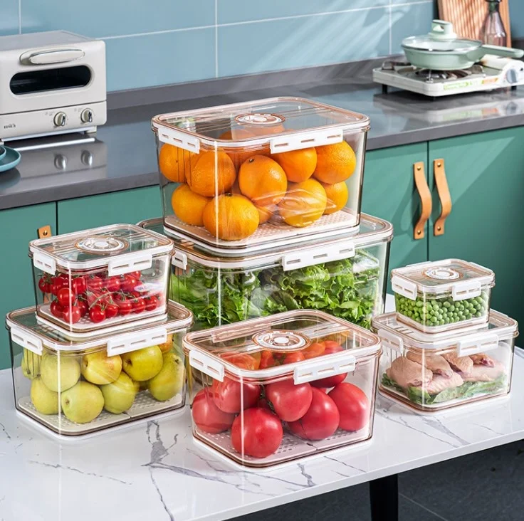 Vegetable Storage Containers for Fridge, Produce Saver Containers Refrigerator Organizer Bins Plastic Produce Keepers