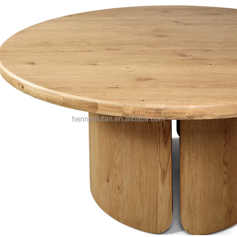 Modern Luxury Table Unique Split Base Curved Edges Furniture Home Wooden Round Dining Tables