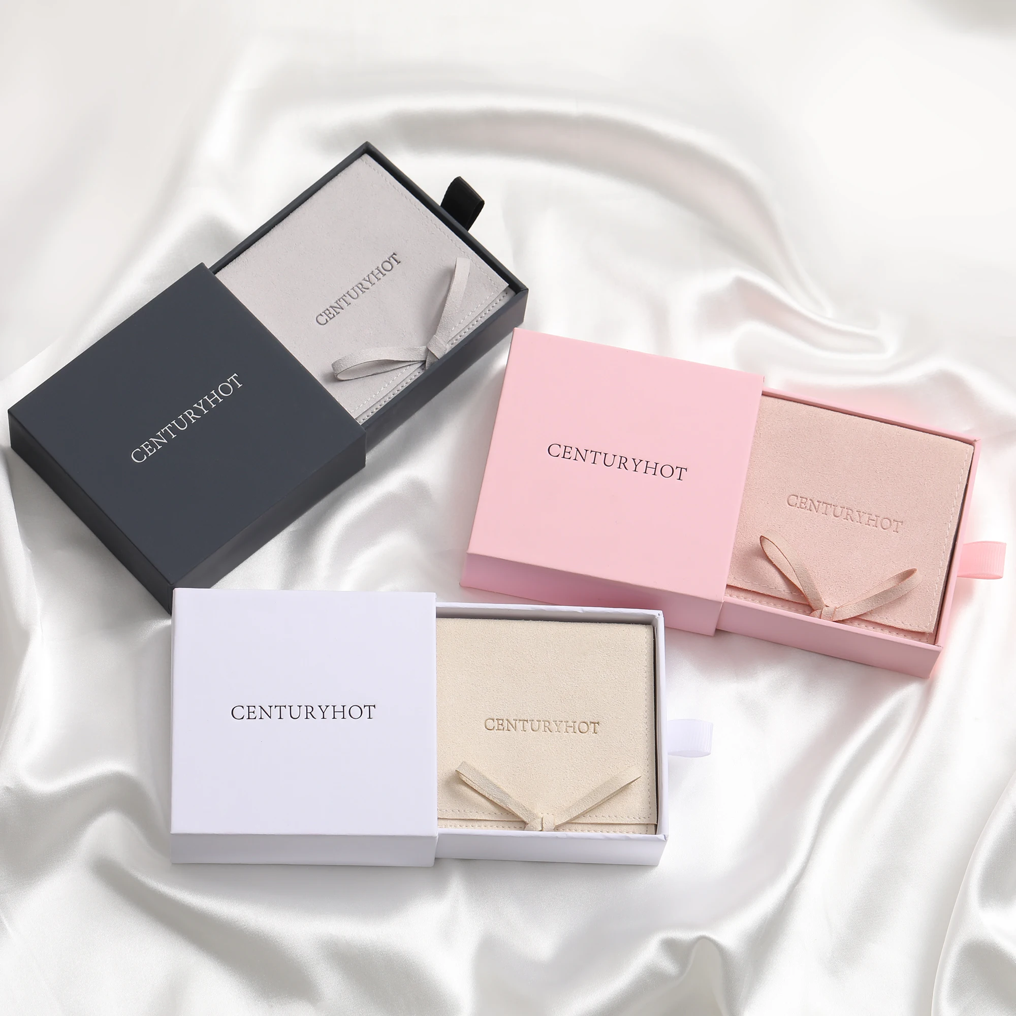 9*9 Box and 8*8cm Bag Set Jewelry Packaging Box Plus Microfiber Jewelry Bag Kraft Paper Drawer Bracelet Necklace Earring Box