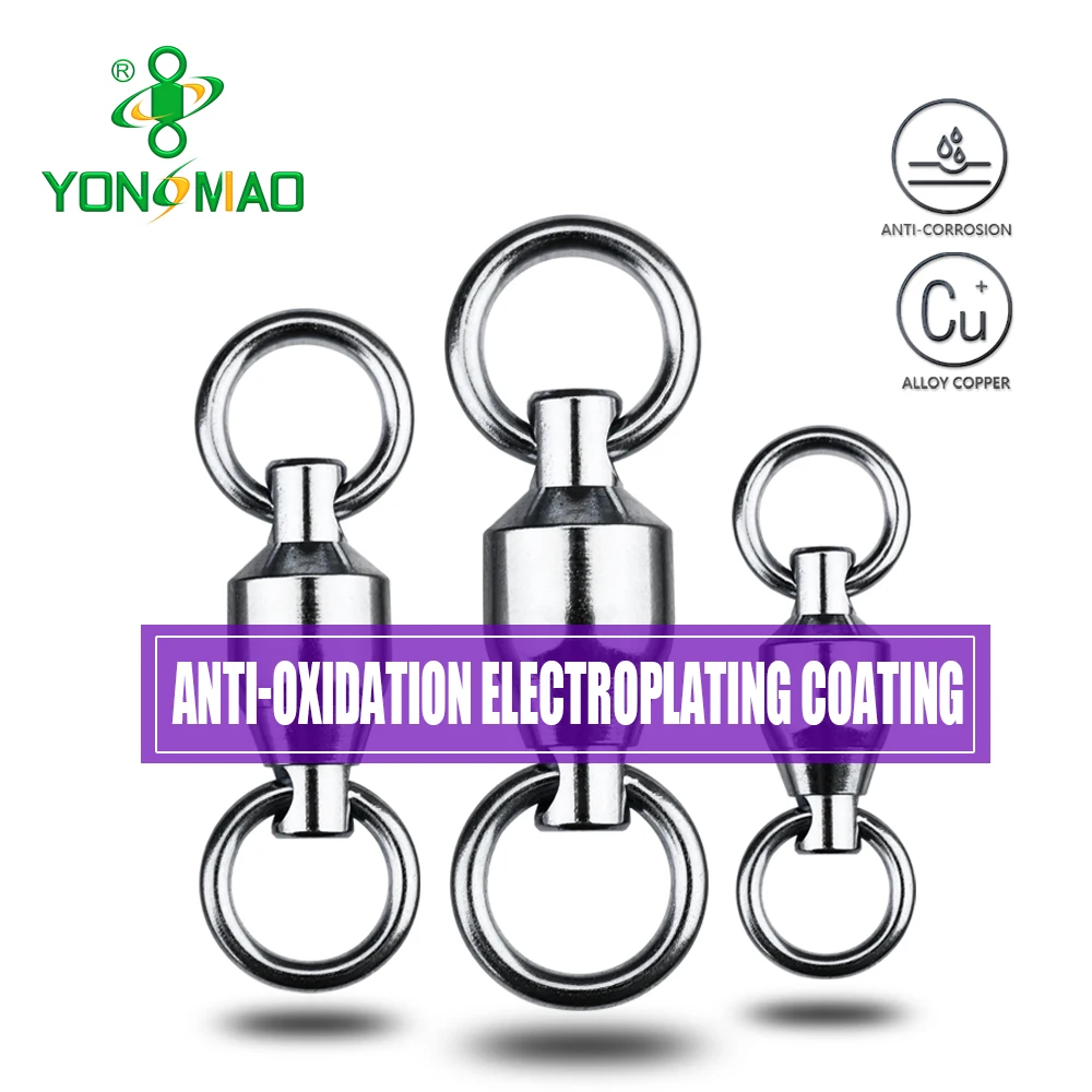 Ball bearing swivel with solid ring fishing tackle brass material, stainless steel material welded ring