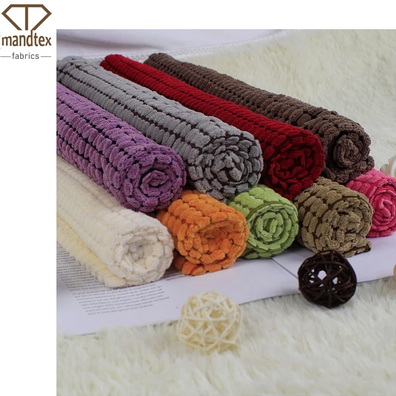 Mand textile best selling high quality micro polyester plaid velvet fabric upholstery furniture corduroy textile material