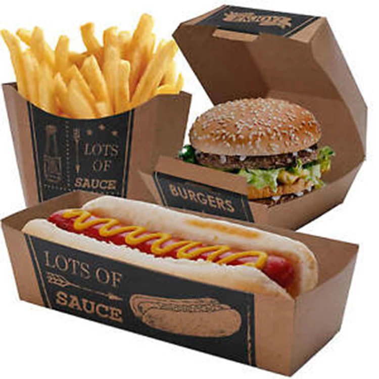Custom Disposable Food Grade Cardboard hamburger Packaging Paper Burger Box