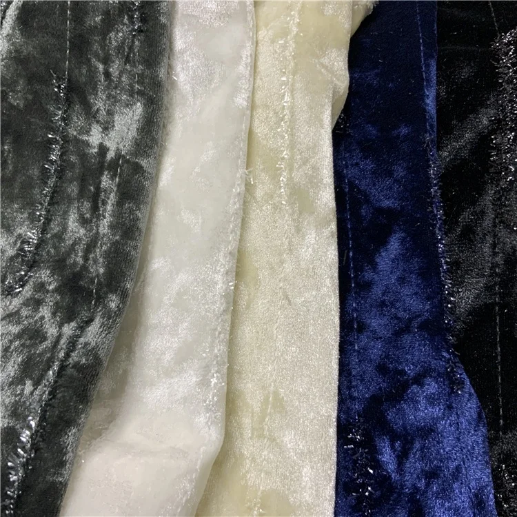 Free sample heavy luxury black cheap vintage quilted stripe velvet fabric for dress