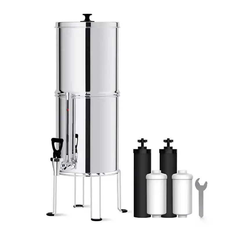 Pure 304 Grade 12Litre Stainless Steel Portable Gravity Water Filter with Ceramic Catridges