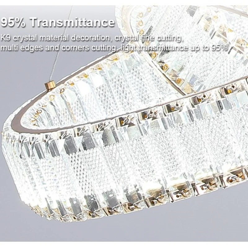 Wholesale 2 Round Ring Modern Crystal With Metal Frame Popular Hanging Lights Chandelier For Home Decoration