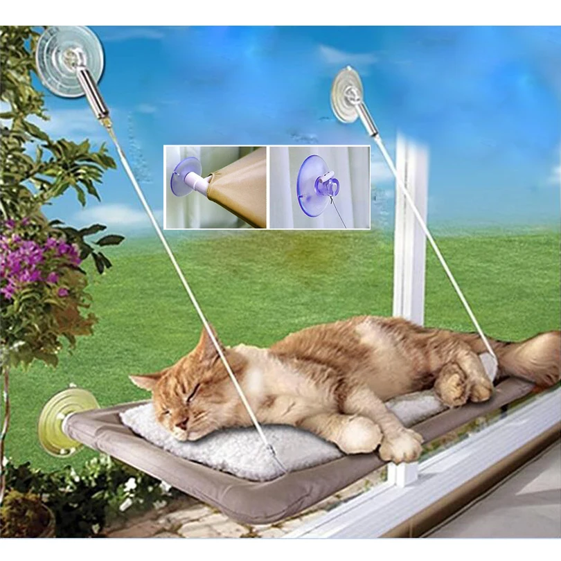 Window mounted easy assemble pet hammock hanging bed with sucker