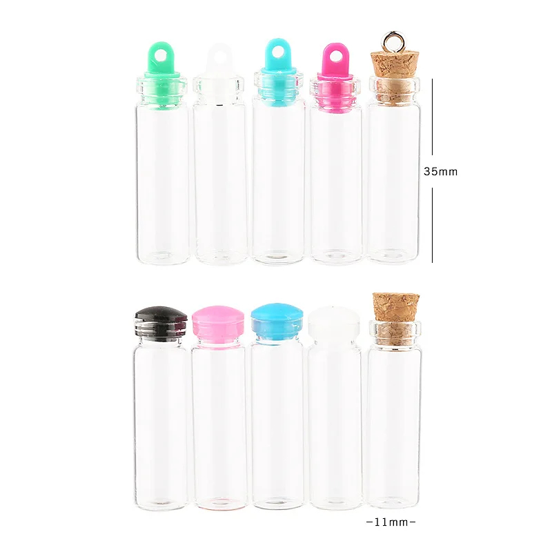 1ml 2ml 5ml high quality transparent glass drifting bottle wishing bottles hanging Mini leakproof manicure cork vials