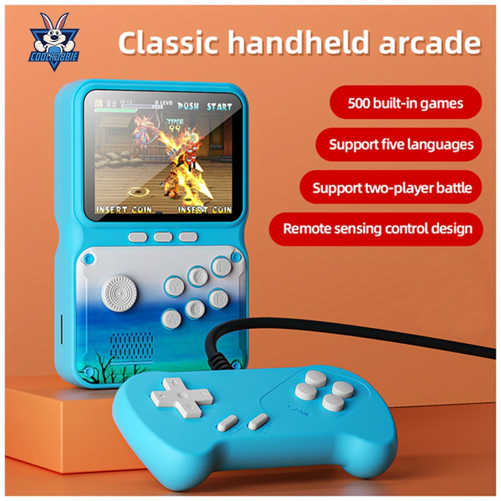 CoolRabbie 3 Inch TV Connection Macaroon 2 Players Game Console SUP 500 in 1 Classic Games Cheap Handheld