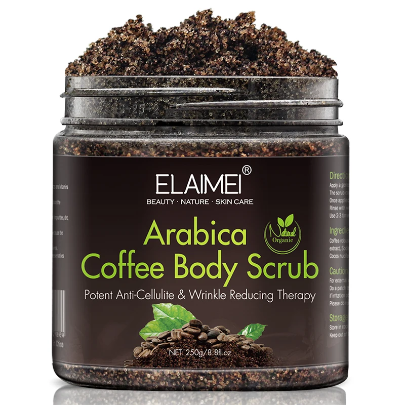 ELAIMEI High Quality Body Scrub Organic Natural Whitening Moisturizing Exfoliating Coffee Body Scrub for Face and Body