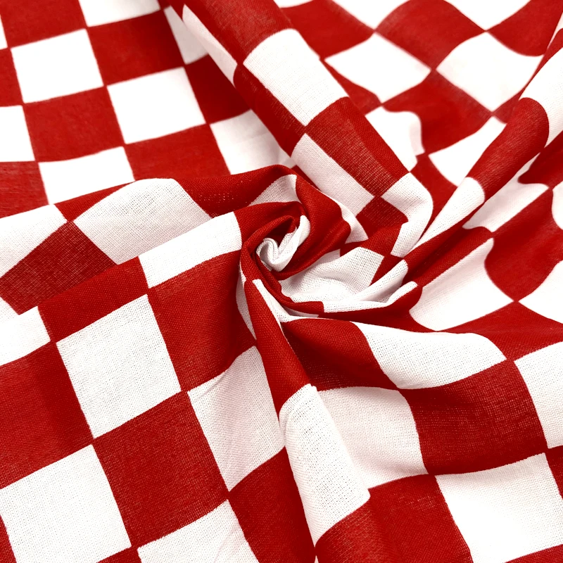 Factory Square cotton bandana digital printing red and white checkered cotton  men square cotton big bandana for sa
