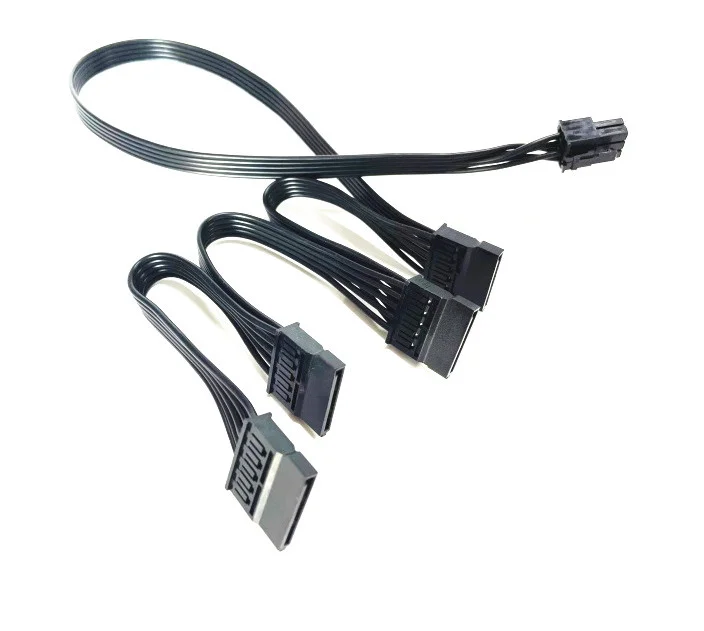 Модульный кабель питания WENJUN PCI-E 6-контактный штекер 1 к 4 SATA 15-контактный для Corsair CS430M/CS500M/CS550M/CS600M/CS750