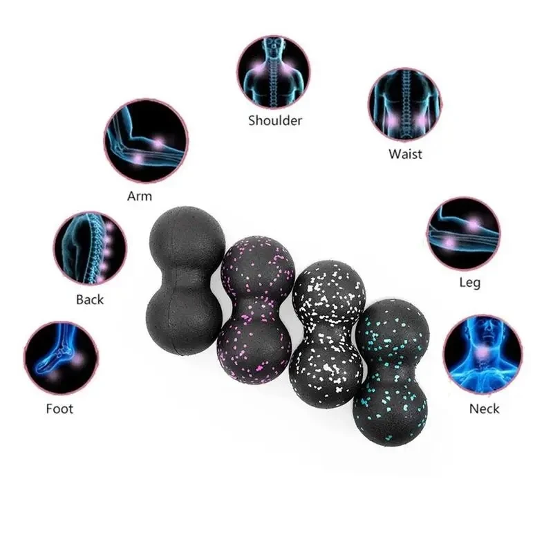 JETSHARK Yoga Massage Roller Ball Peanut Double Lacrosse Spiky Fasciitis Balls Plantar Relief Mobility Myofascial Pain Back Ball