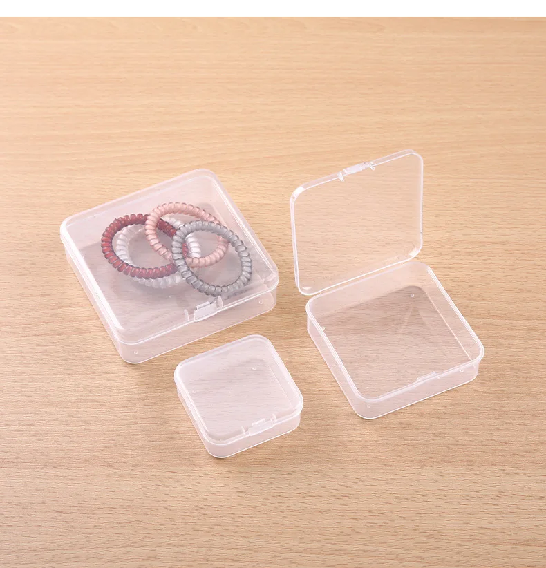 Square High Transparent Plastic Storage Box Jewelry Beaded Spare Parts Fishing Gear Earplugs Storage Small Square Box