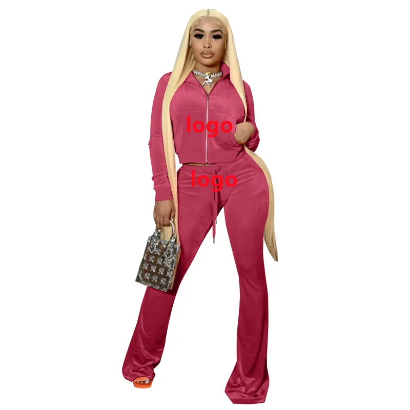 custom logo two piece set velvet  sweatsuit women pants set women s track suits  pajamas  sweatsuit customize sweat suit women