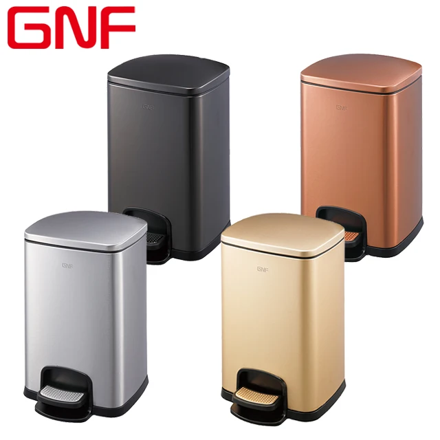 GNF 8L stainless steel square pedal bin kitchen food waste pedal bin metal diaper pail