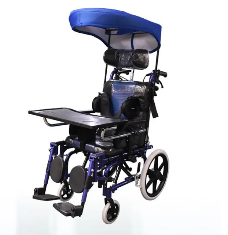Pediatric CP lightweight Aluminum wheelchair recline tilting manual wheelchair  Care-giving chair with sunshine shield