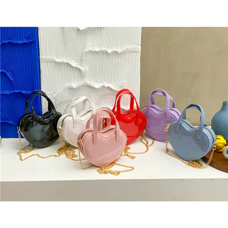 2022 New Trend Less Jelly Portable Diagonal Bag One Shoulder Chain Love Cute Girl Bag PVC Waterproof Wear-resistant Cheap Whole