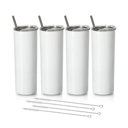 With Lid And Straw Sippy Cups Stainless Steel Double Wall Vacuum Insulated Straight 20 oz 20oz Blank Skinny Sublimation Tumbler
