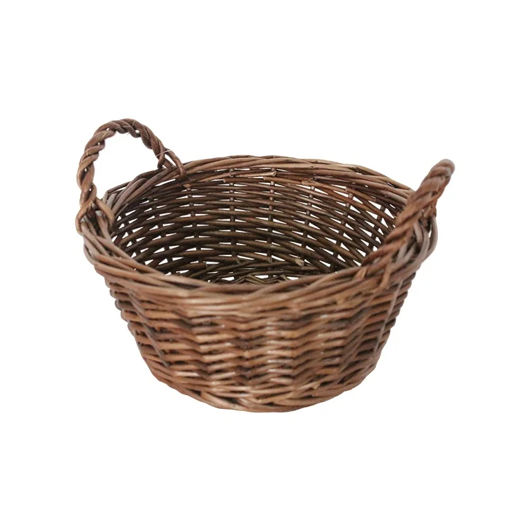 Wholesale Round Wicker Fruit Basket with handle decorative wicker mushroom basket gift fabric cheap bread basket