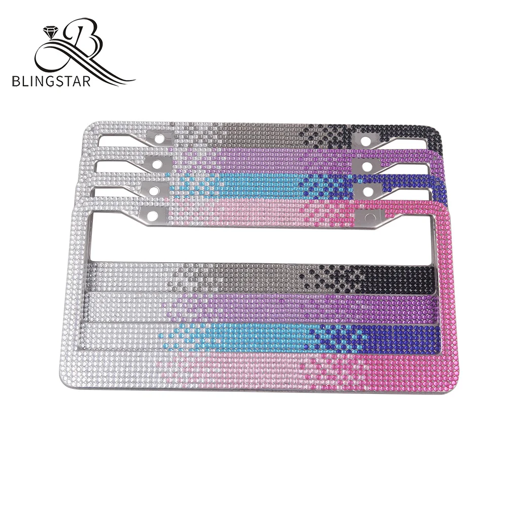  Рамка номерного знака bling с розовым синим черным и