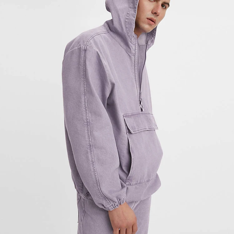 Custom Logo Long Sleeve Shacket Coat Parka Sport Oversized Denim Mens Pullover Men Jean Jackets