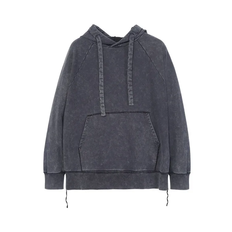 Wholesale Custom Made High Quality Private Label Logo Blank Mens Acid Wash Hoodies Set