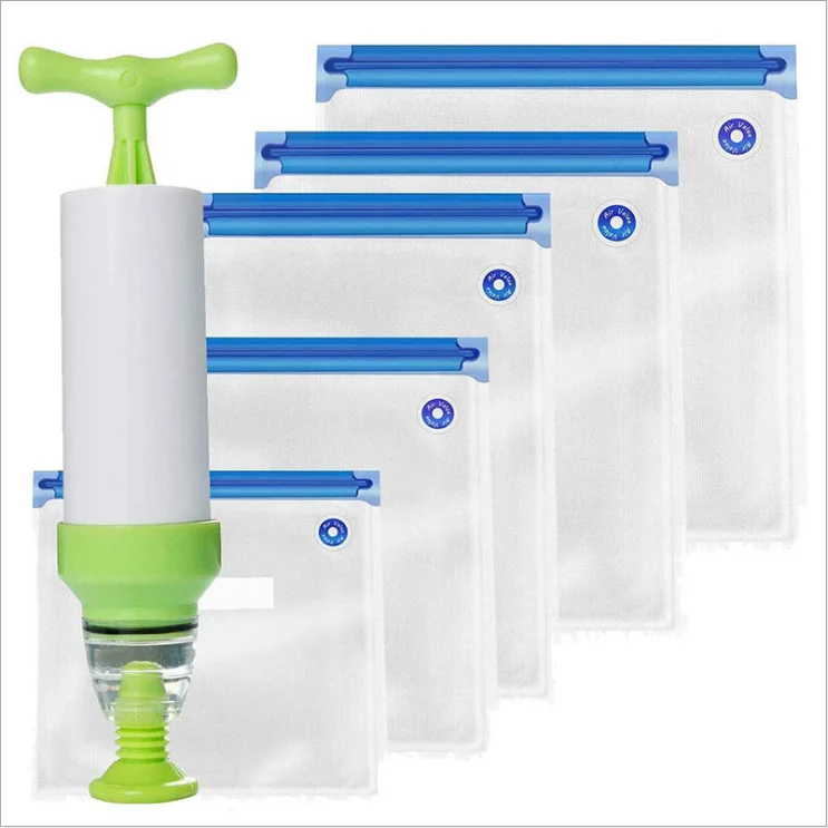 YC Eco Friendly Resealable Reusable Waterproof Plastic Embossed Sous Vide Bag Food Storage Air Valve Vacuum Zipper Bags